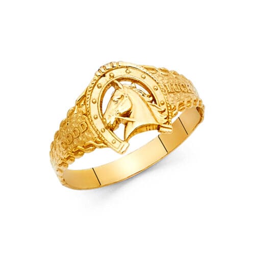 14K Yellow Gold Lucky Horseshoe Ring