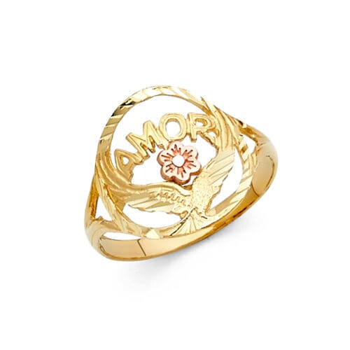 14K Two Tone Gold Amor Ring