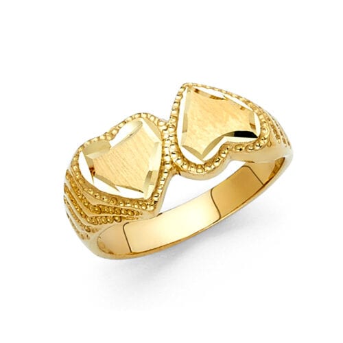 14K Yellow Gold Fancy Heart Ring