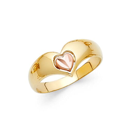 14K Two Tone Gold Fancy Heart Ring