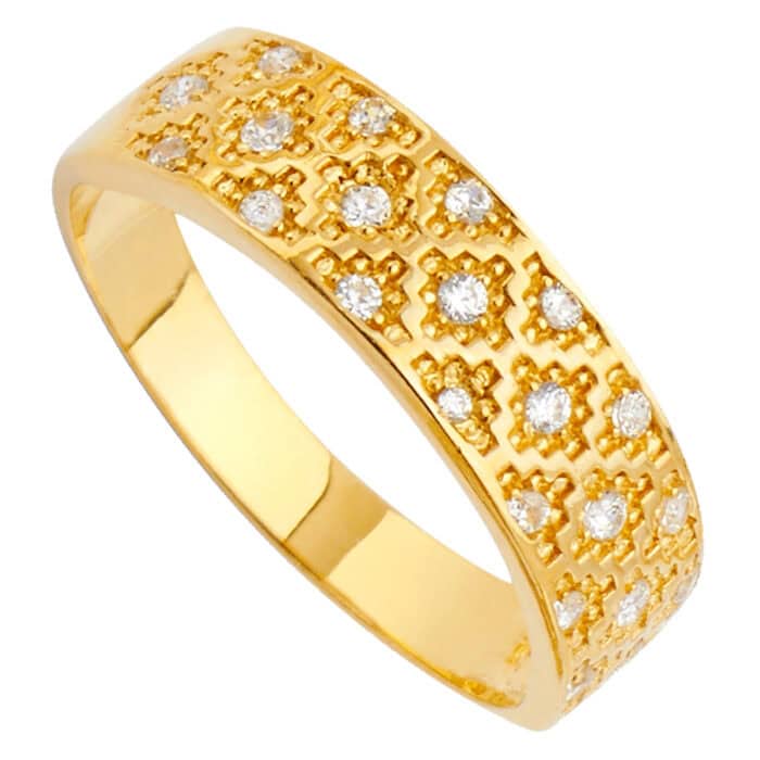 14K Yellow Gold Cubic Zirconia Men's Wedding Band - Image 2