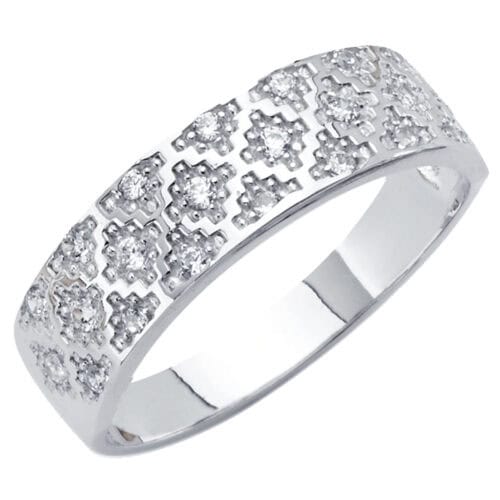 14K White Gold Cubic Zirconia Men's Wedding Band