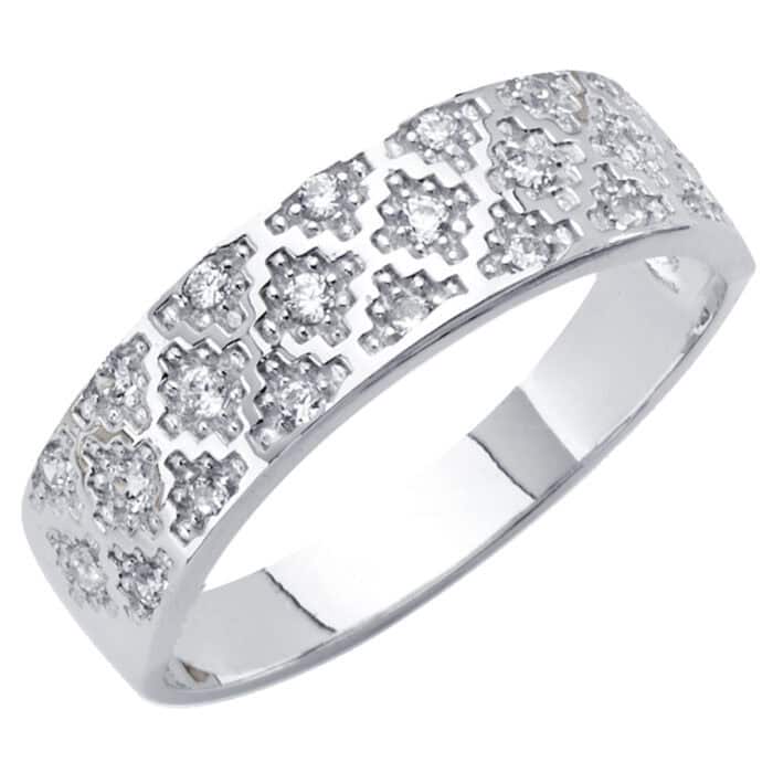 14K White Gold Cubic Zirconia Men's Wedding Band