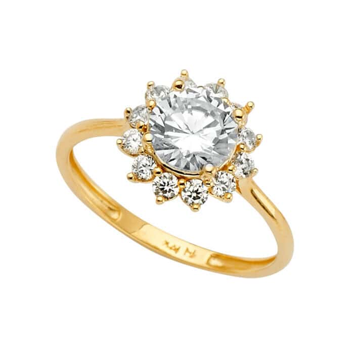 14K Yellow Gold Cubic Zirconia Engagement Ring - Image 2