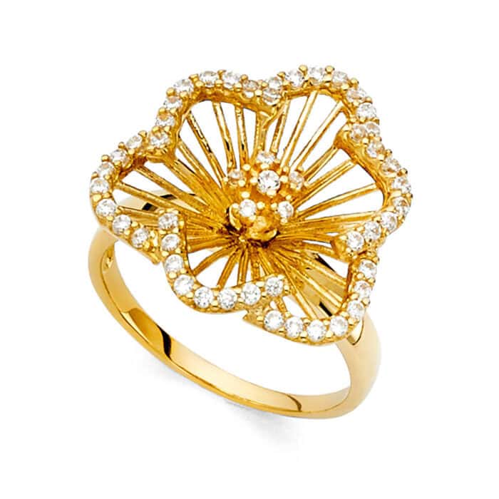14K Yellow Gold Fancy Cubic Zirconia Ring - Image 2