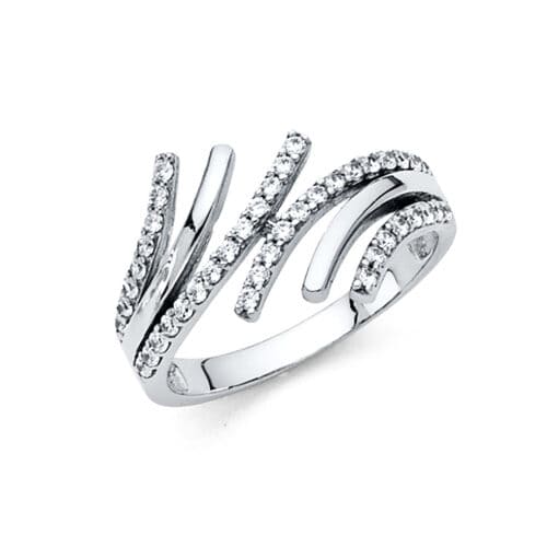 14K White Gold Fancy Cubic Zirconia Ring