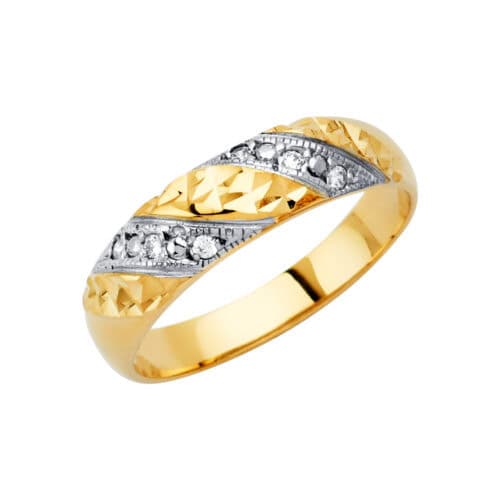 14K Yellow Gold Men's Cubic Zirconia Wedding Band
