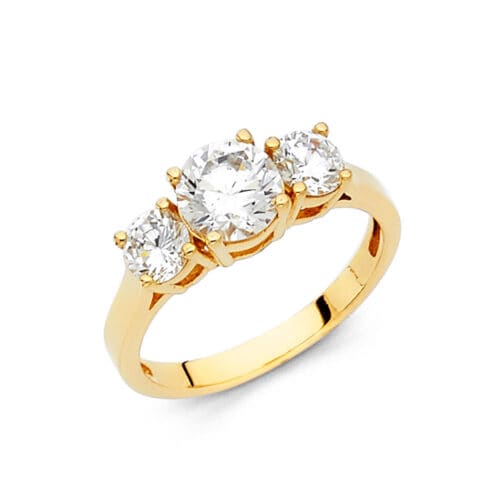 14K Yellow Gold Cubic Zirconia 1 carat Round Stone Engagement Ring