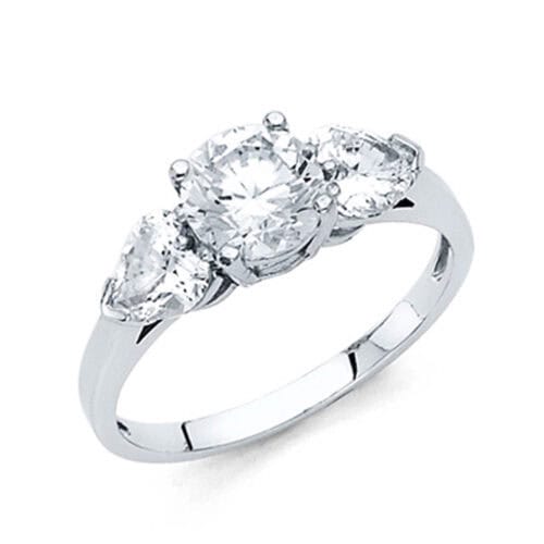 14K White Gold 1 carat Cubic Zirconia Round Stone  Engagement Ring
