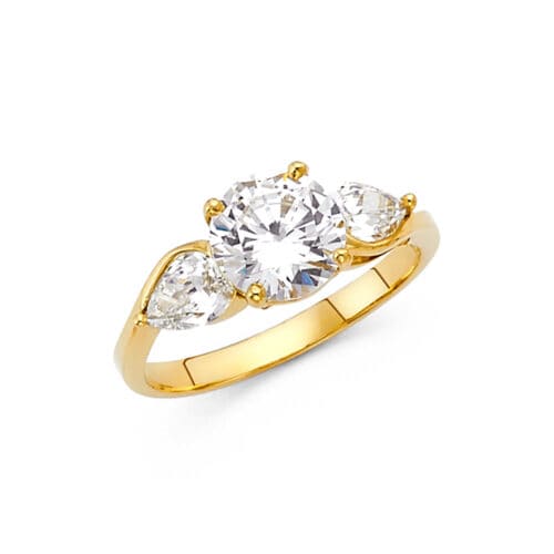 14K Yellow Gold Cubic Zirconia Engagement Ring