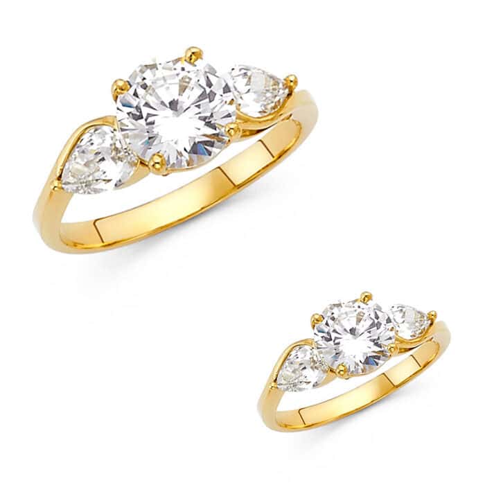 14K Yellow Gold Cubic Zirconia Engagement Ring - Image 3