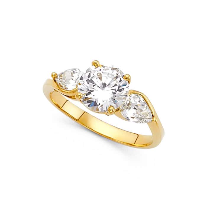 14K Yellow Gold Cubic Zirconia Engagement Ring - Image 2