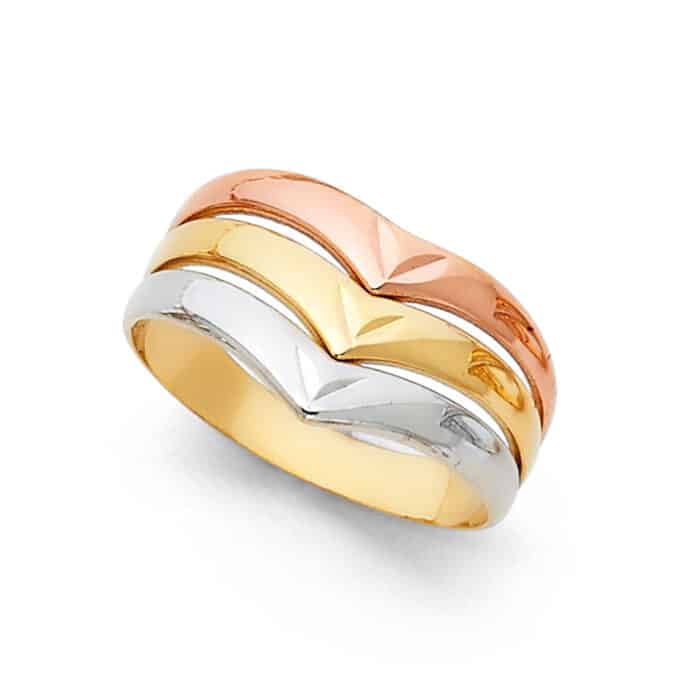 14K Tri Color Gold Semanario Ring
