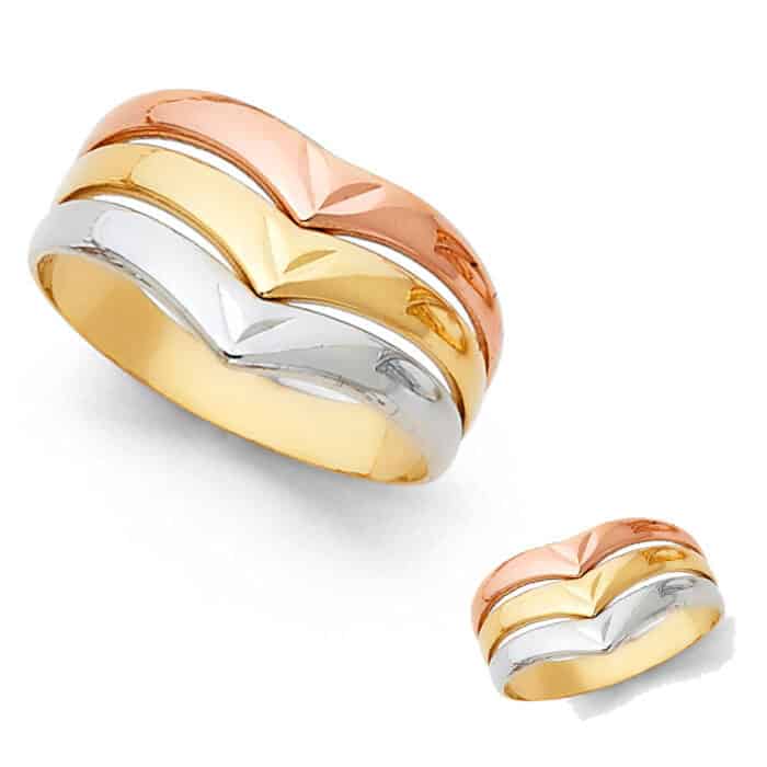 14K Tri Color Gold Semanario Ring - Image 3