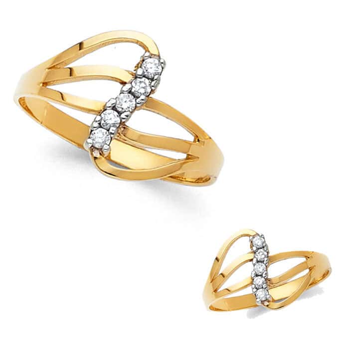 14K Yellow Gold Semanario Cubic Zirconia Ring - Image 3
