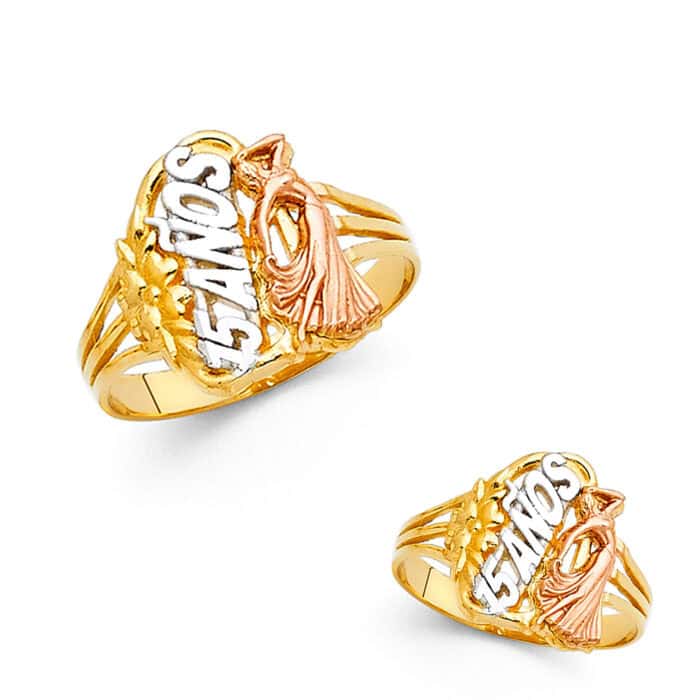 14K Tri Color Gold 15 Years Ring - Image 3