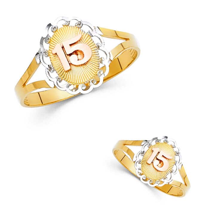 14K Tri Color Gold 15 Years Ring - Image 3