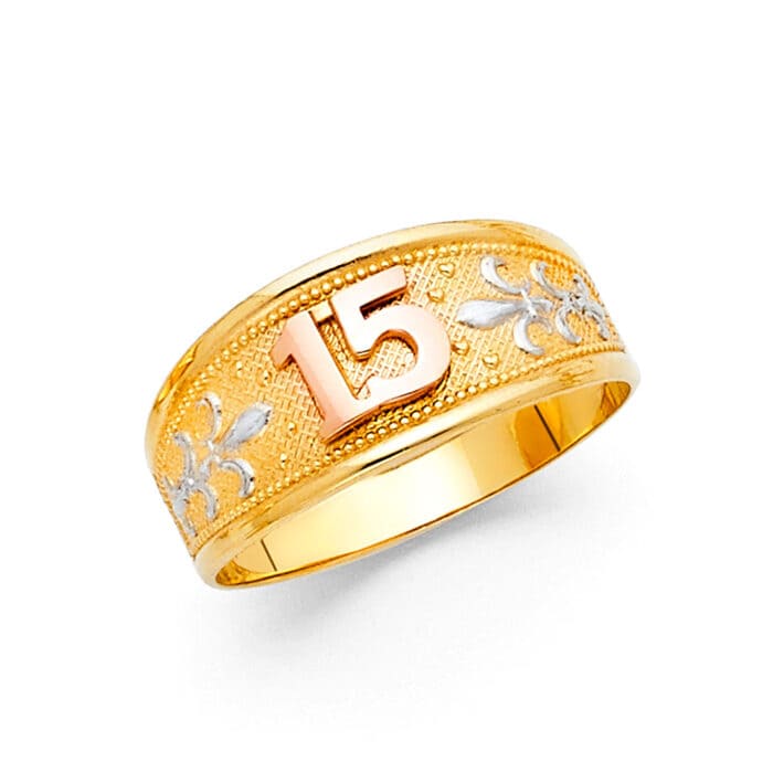 14K Two Tone Gold 15 Years Ring