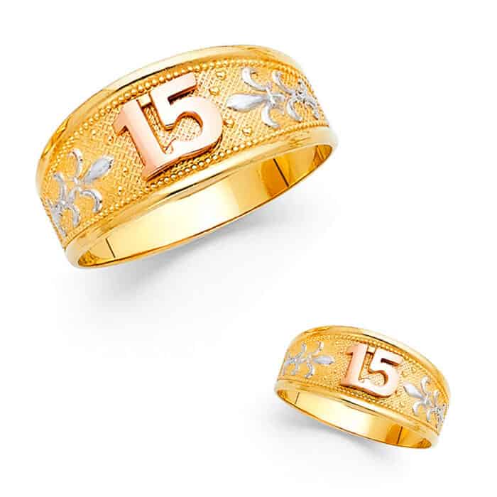 14K Two Tone Gold 15 Years Ring - Image 3