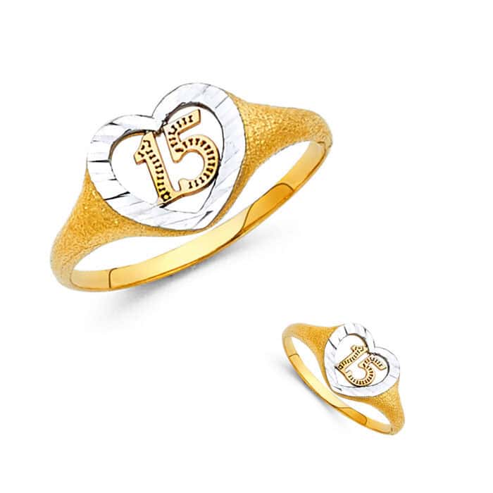 14K Tri Color Gold 15 Years Ring - Image 3