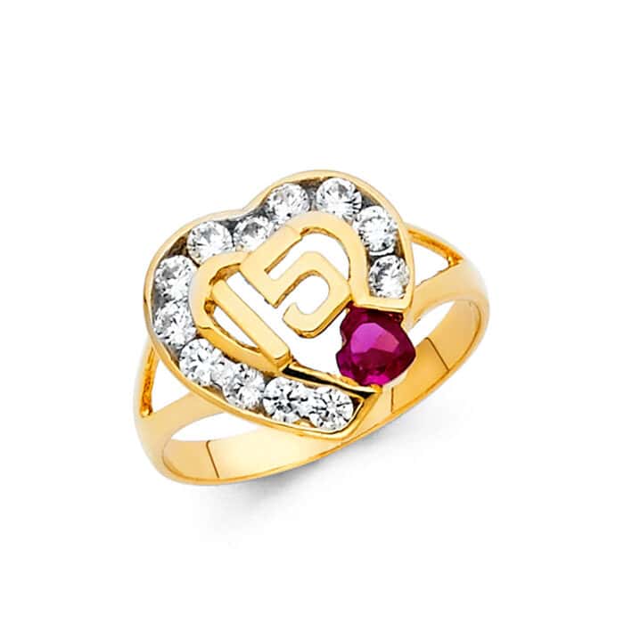 14K Yellow Gold 15 Years Cubic Zirconia Ring