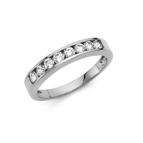 14K White Gold Cubic Zirconia Ladies Wedding Band