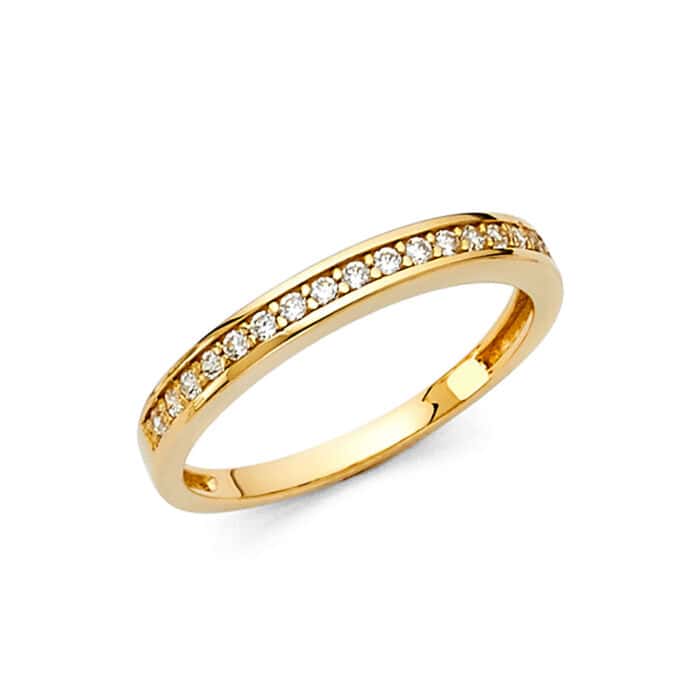 14K Yellow Gold Cubic Zirconia Ladies Wedding Band
