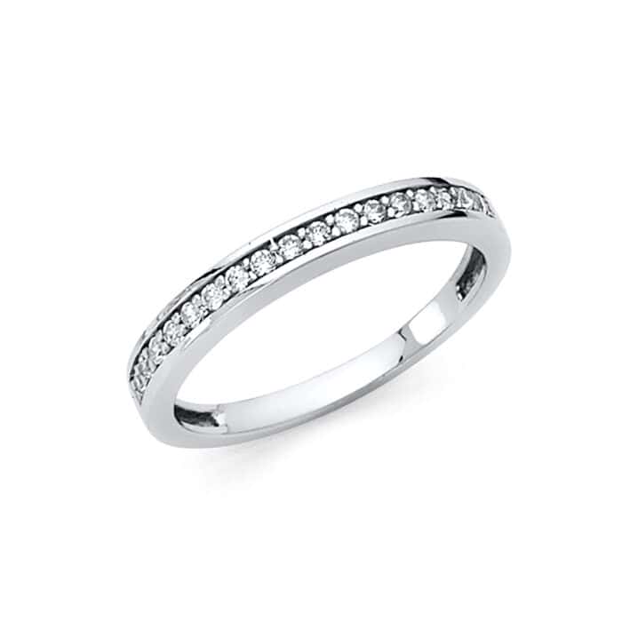 14K White Gold Cubic Zirconia Ladies Wedding Band