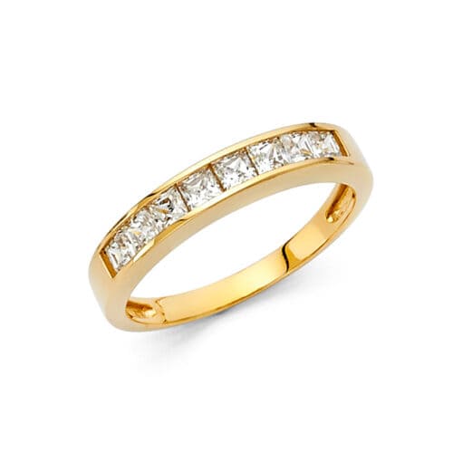 14K Yellow Gold Cubic Zirconia Ladies Wedding Band