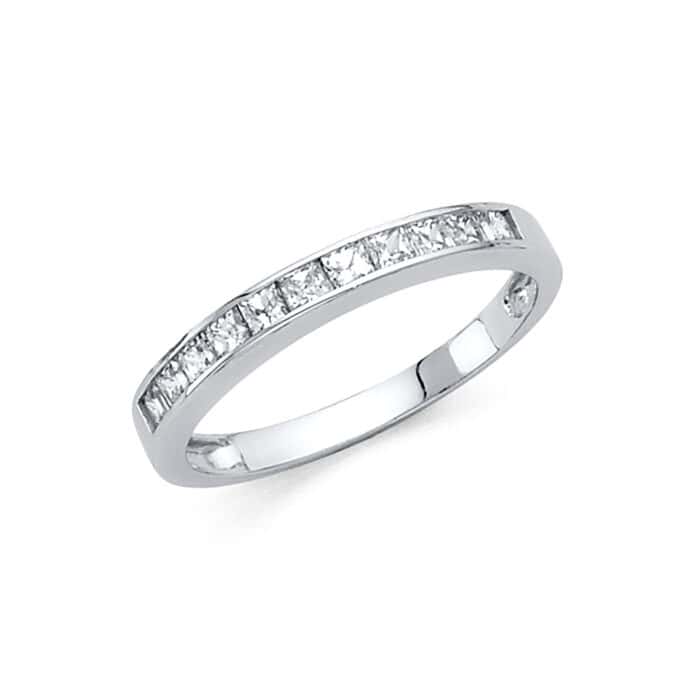 14K White Gold Cubic Zirconia Ladies Wedding Band