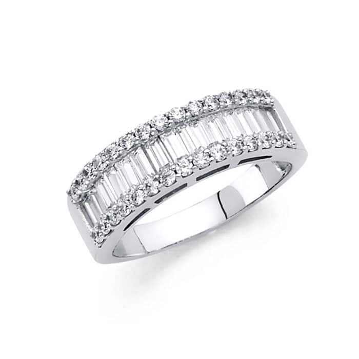 14K White Gold Cubic Zirconia Ladies Wedding Band