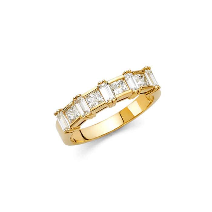14K Yellow Gold Cubic Zirconia Ladies Wedding Band