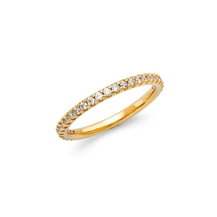 14K Yellow Gold Cubic Zirconia Ladies Wedding Band