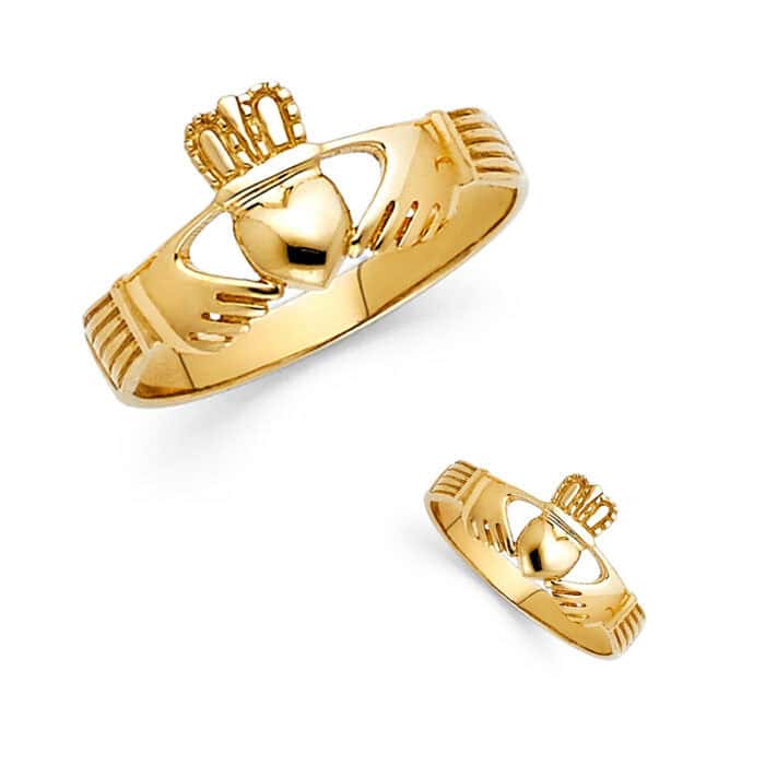 14K Yellow Gold Claddagh Ring - Image 3