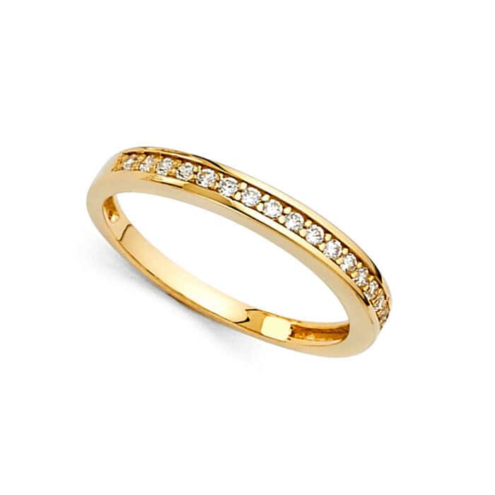 14K Yellow Gold Cubic Zirconia Ladies Wedding Band - Image 2
