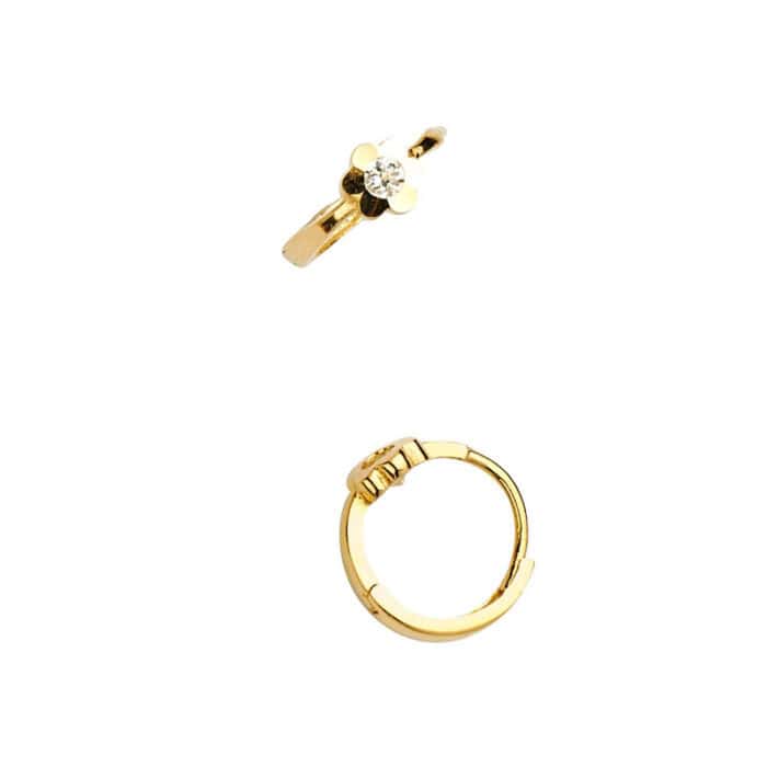 14K Yellow Gold Cubic Zirconia Huggies Earringsrings - Image 3