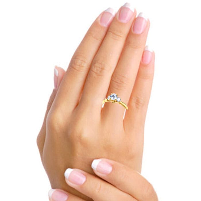 14K Yellow Gold Cubic Zirconia Round Shape Stone Engagement Ring - Image 5