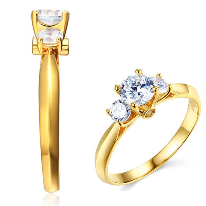 14K Yellow Gold Cubic Zirconia Round Shape Stone Engagement Ring - Image 4