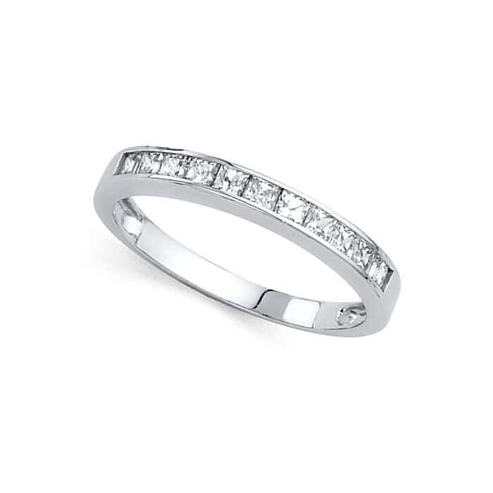14K White Gold Cubic Zirconia Ladies Wedding Band - Image 2