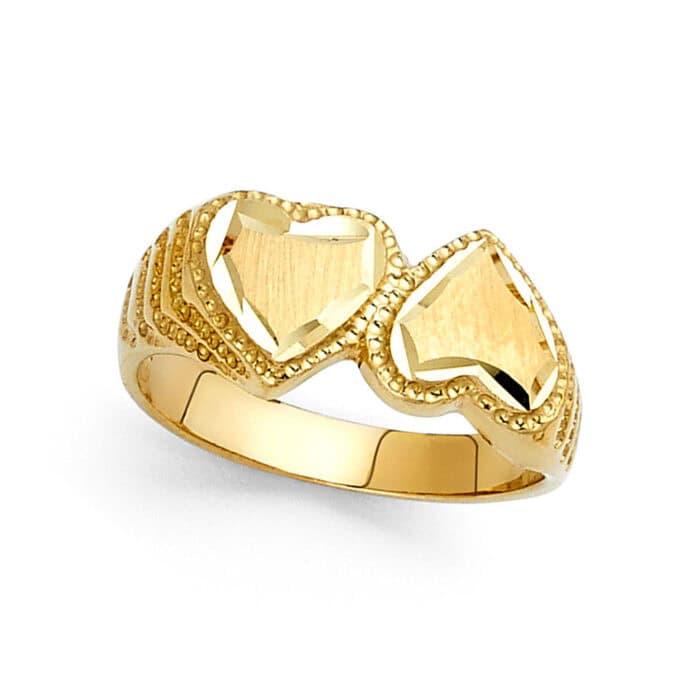 14K Yellow Gold Fancy Heart Ring - Image 2