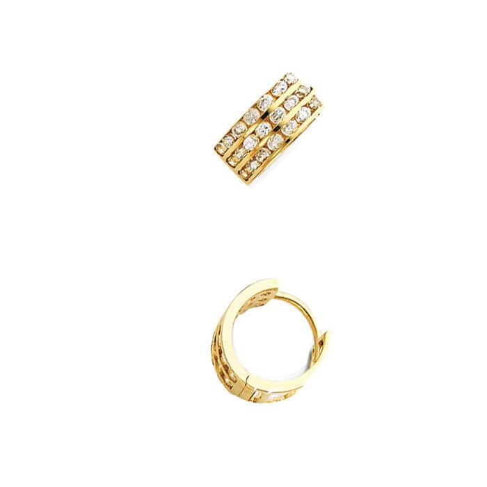 14K Yellow Gold 5mm Cubic Zirconia Huggies Earrings - Image 3