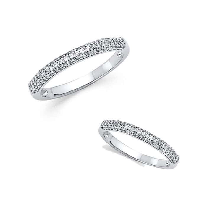 14K White Gold Cubic Zirconia Ladies Wedding Band - Image 4