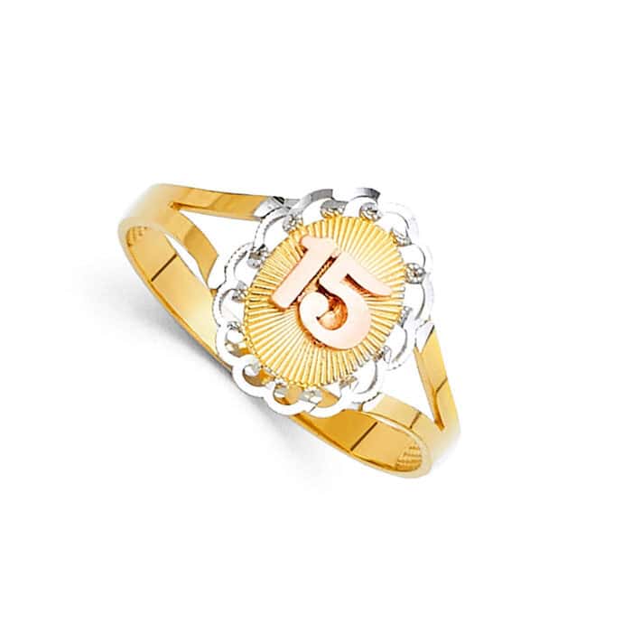 14K Tri Color Gold 15 Years Ring - Image 2