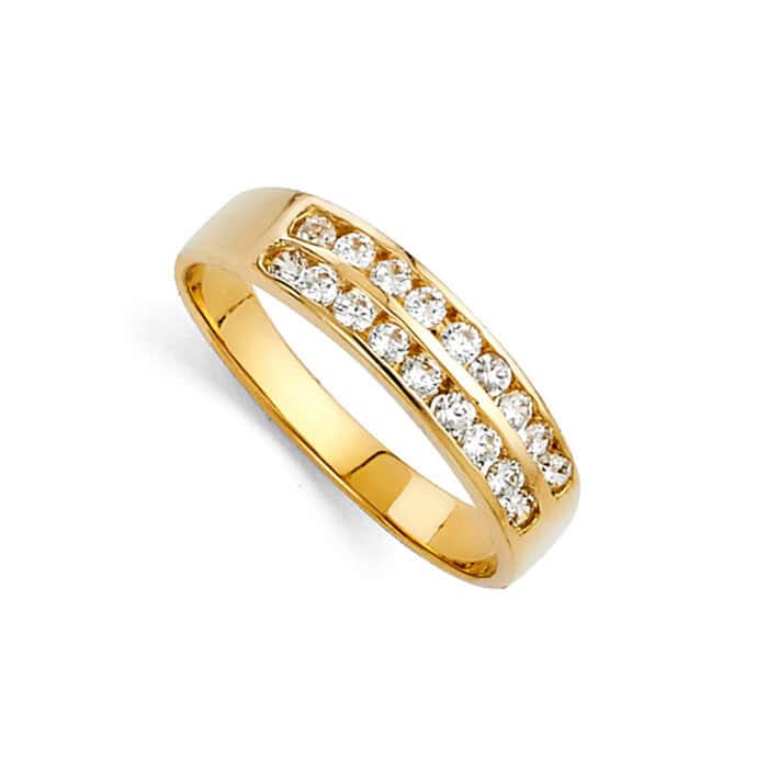 14K White Gold Cubic Zirconia 2 Row Band - Image 2