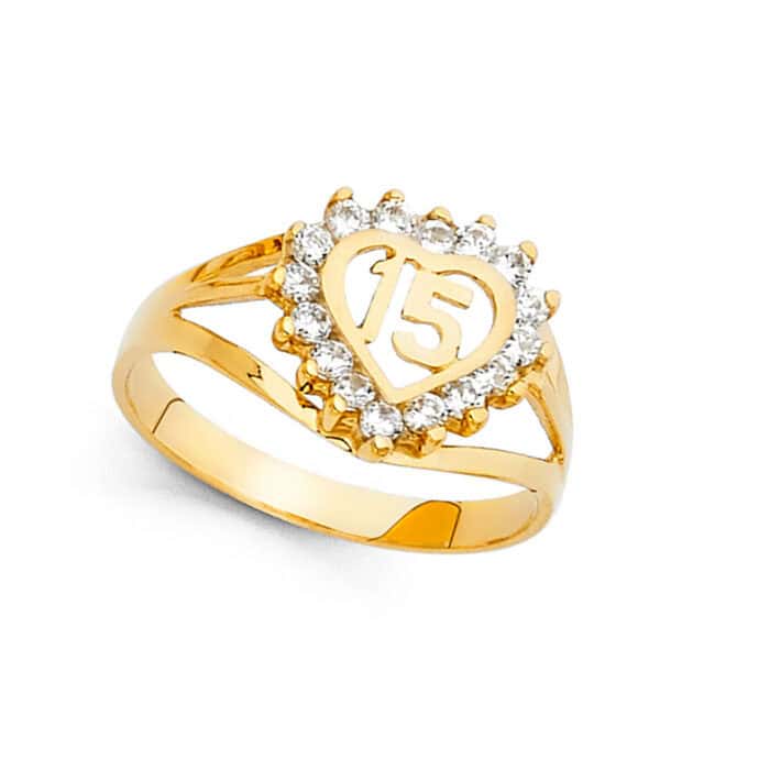 14K Yellow Gold 15 Years Cubic Zirconia Ring - Image 2