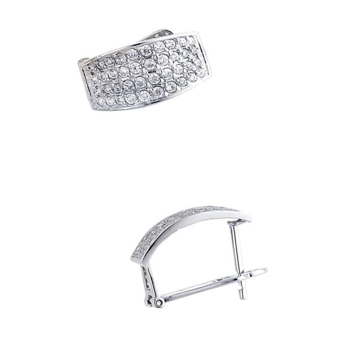 14K White Gold 10mm Cubic Zirconia Huggies Earrings - Image 3