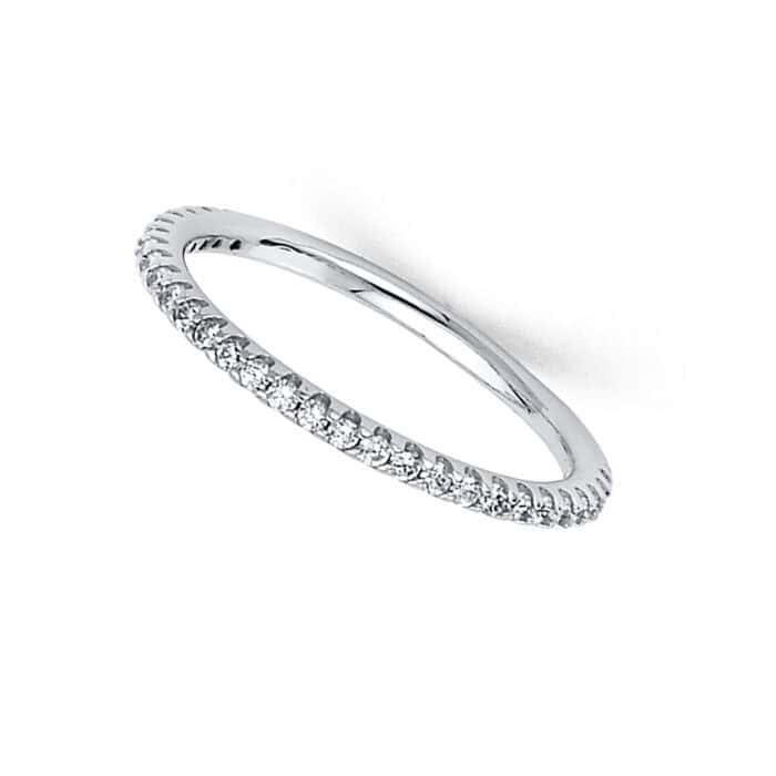 14K White Gold Cubic Zirconia Ladies Wedding Band - Image 2