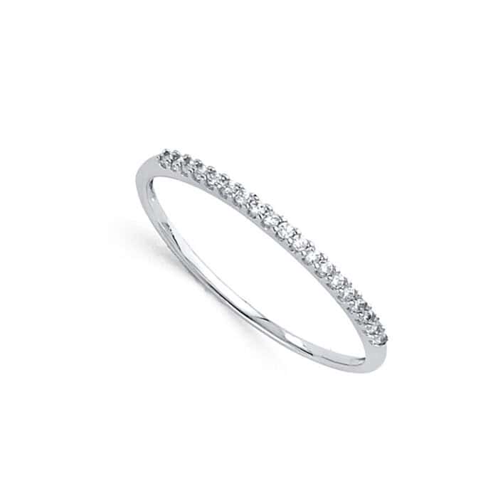 14K White Gold Cubic Zirconia Ladies Wedding Band - Image 2