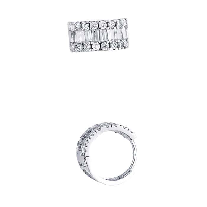 14K White Gold 7mm Cubic Zirconia Huggies Earrings - Image 2