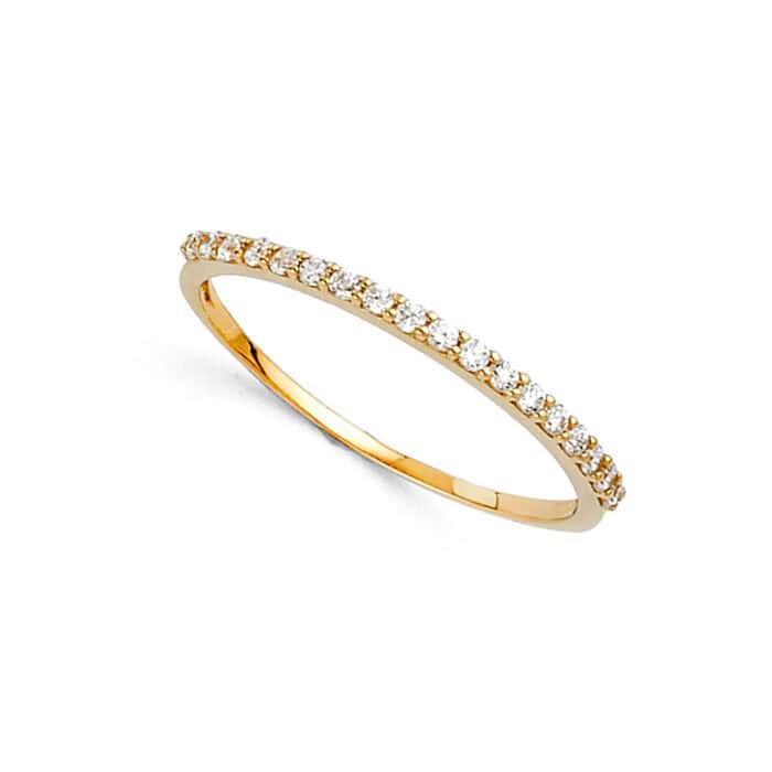 14K Yellow Gold Cubic Zirconia Ladies Wedding Band - Image 2
